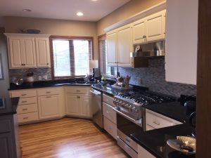 residential kitchen white cabinets tile backsplash